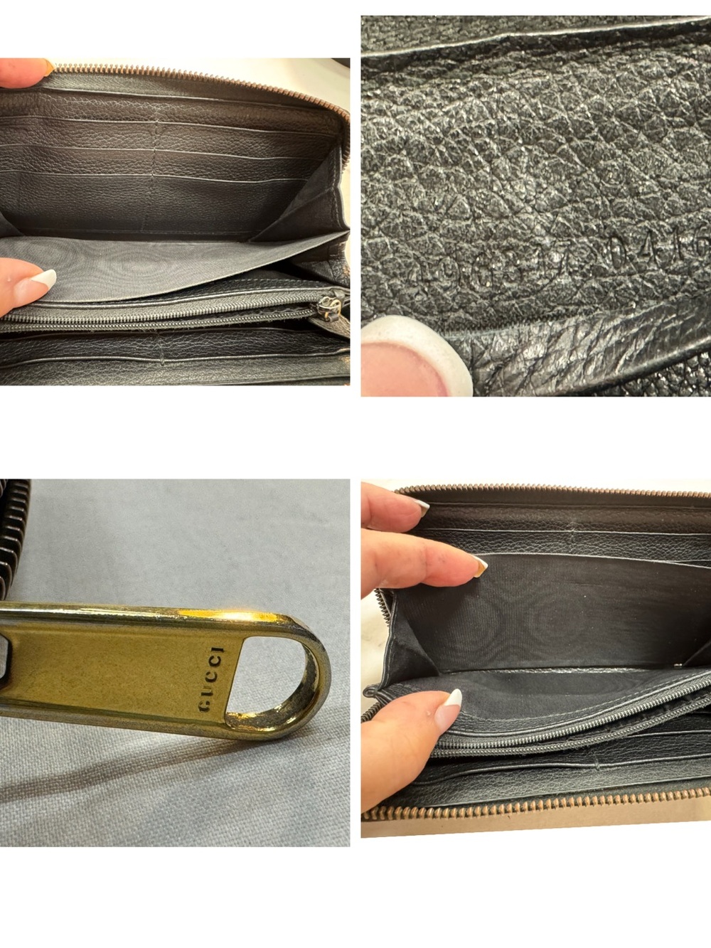 Gucci Black Leather Zip-Around Wallet with Green and Red Stripe Logo - Picture 7 of 9